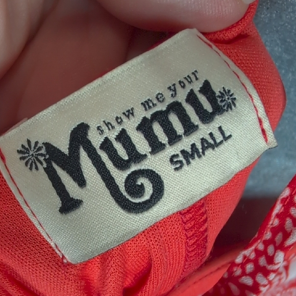 Show Me Your MuMu Katy Orange-Red Print Halter Dress Size S - Picture 3 of 12